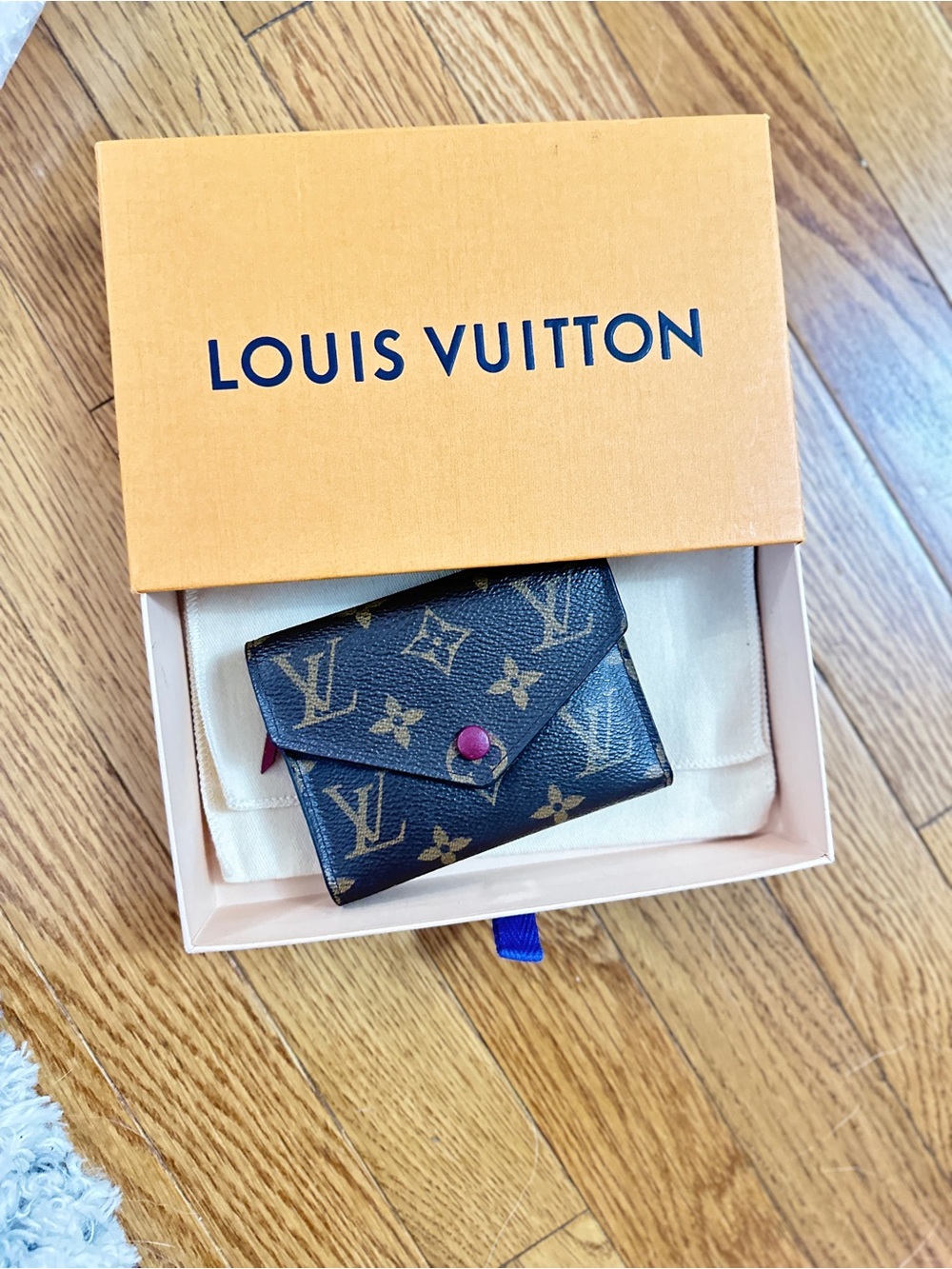Louis Vuitton Victorine Monogram Compact Wallet with Burgundy Snap